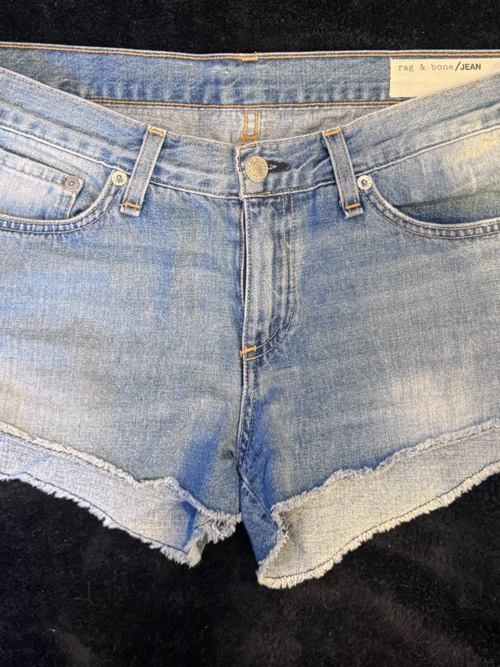 rag & bone Faded Light Blue Denim Cutoff Shorts